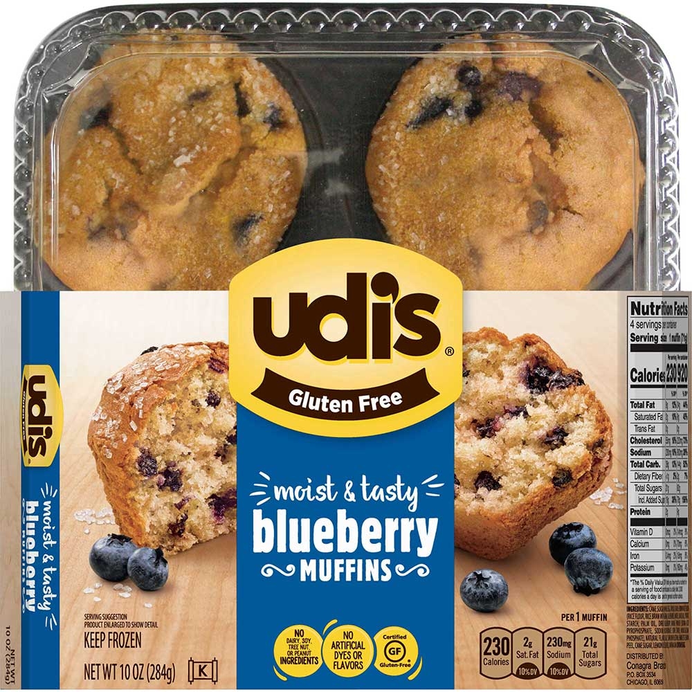 Udis Gluten Free Blueberry Muffin, 10 Ounce -- 6 per case