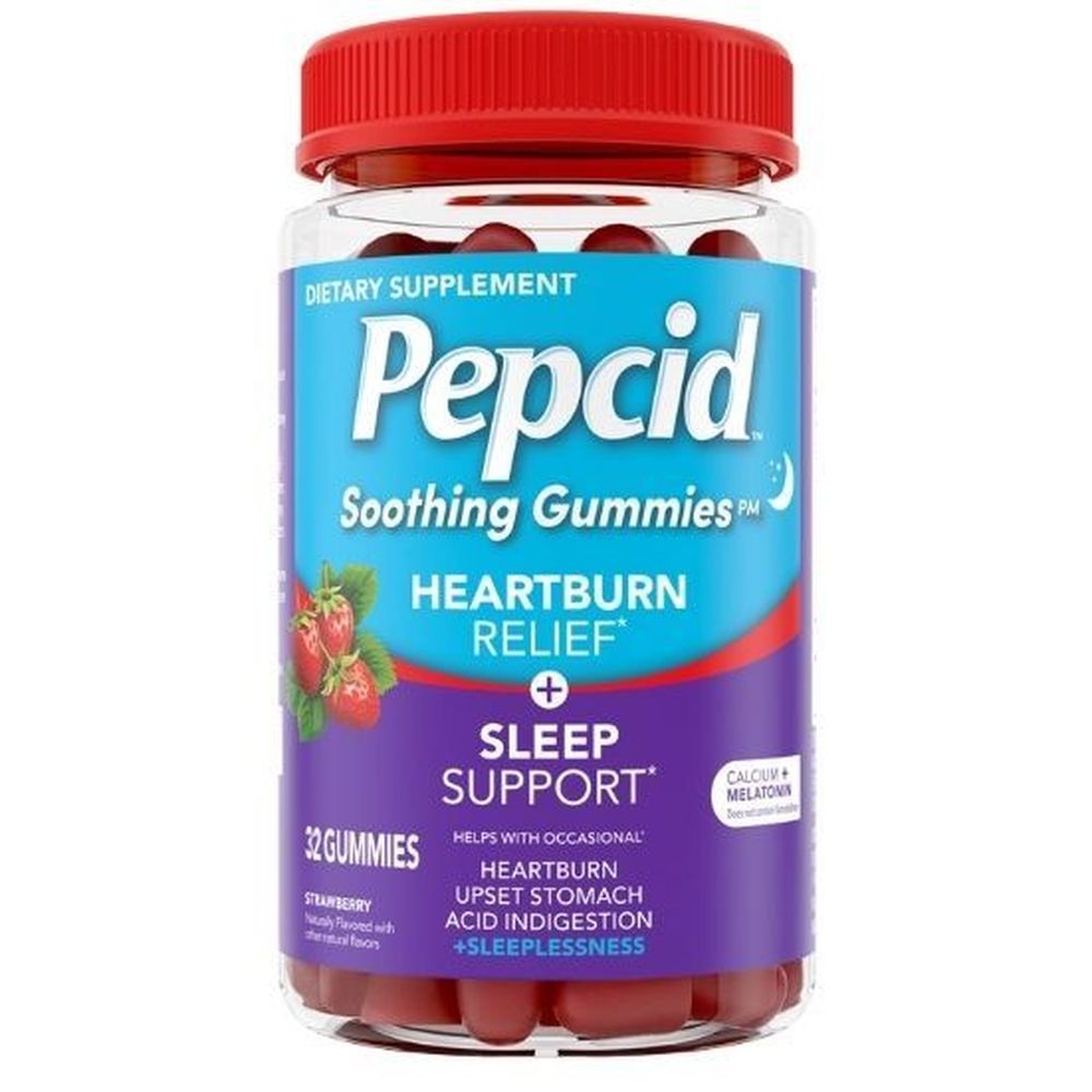 Pepcid Strawberry Antacid Heartburn Relief Plus Sleep Support Soothing Gummies, 32 count -- 12 per case