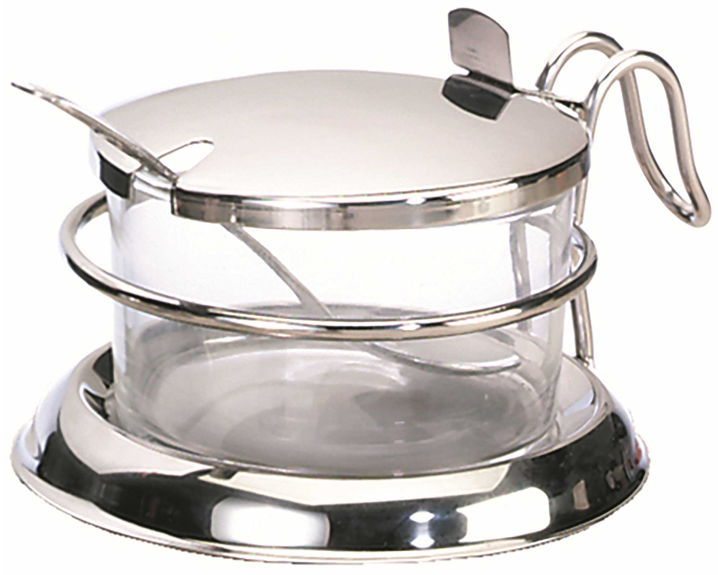 Tablecraft Stainless Steel Top and Spoon Condiment Jar Set, 3 1/4 x 4 7/8 x 5 1/4 inch -- 6 per case