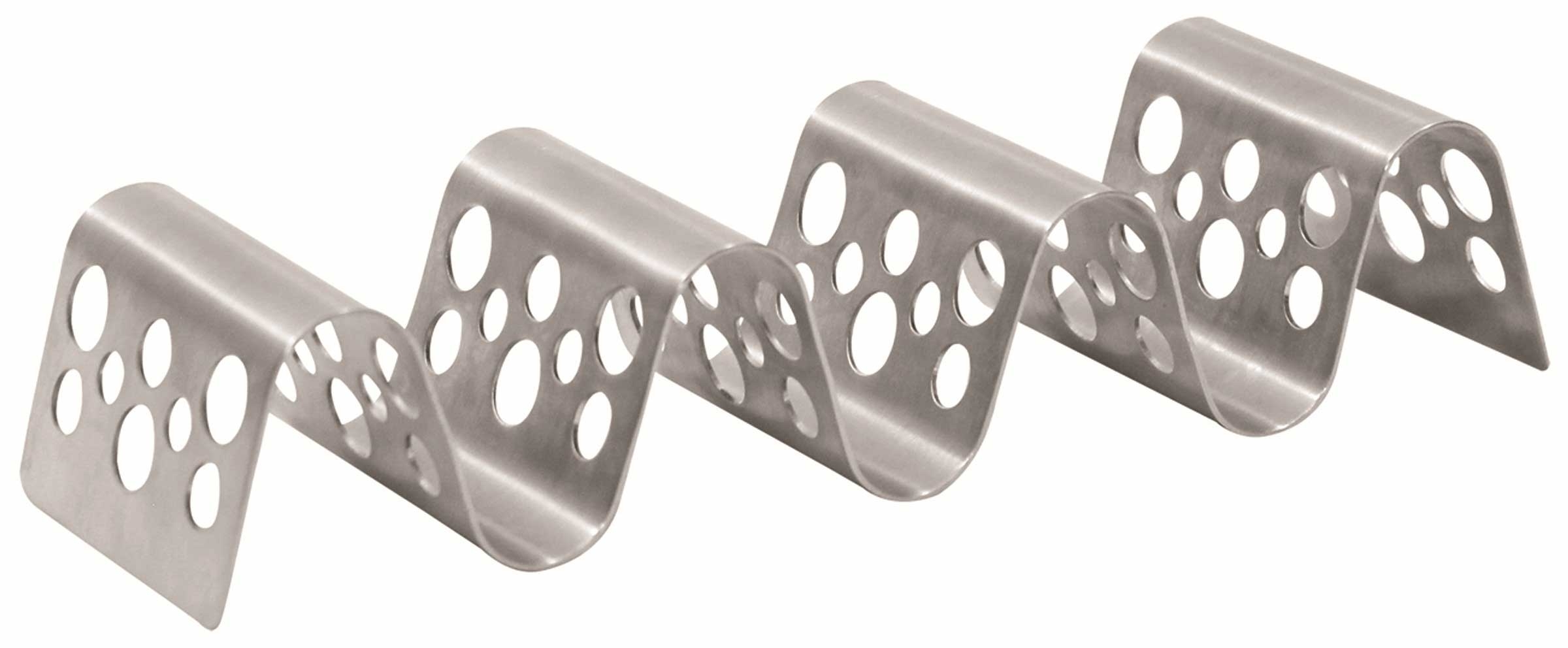 Tablecraft 3-4 Taco Taxi Stainless Steel Stamped Circle Patten Taco Server -- 12 per case