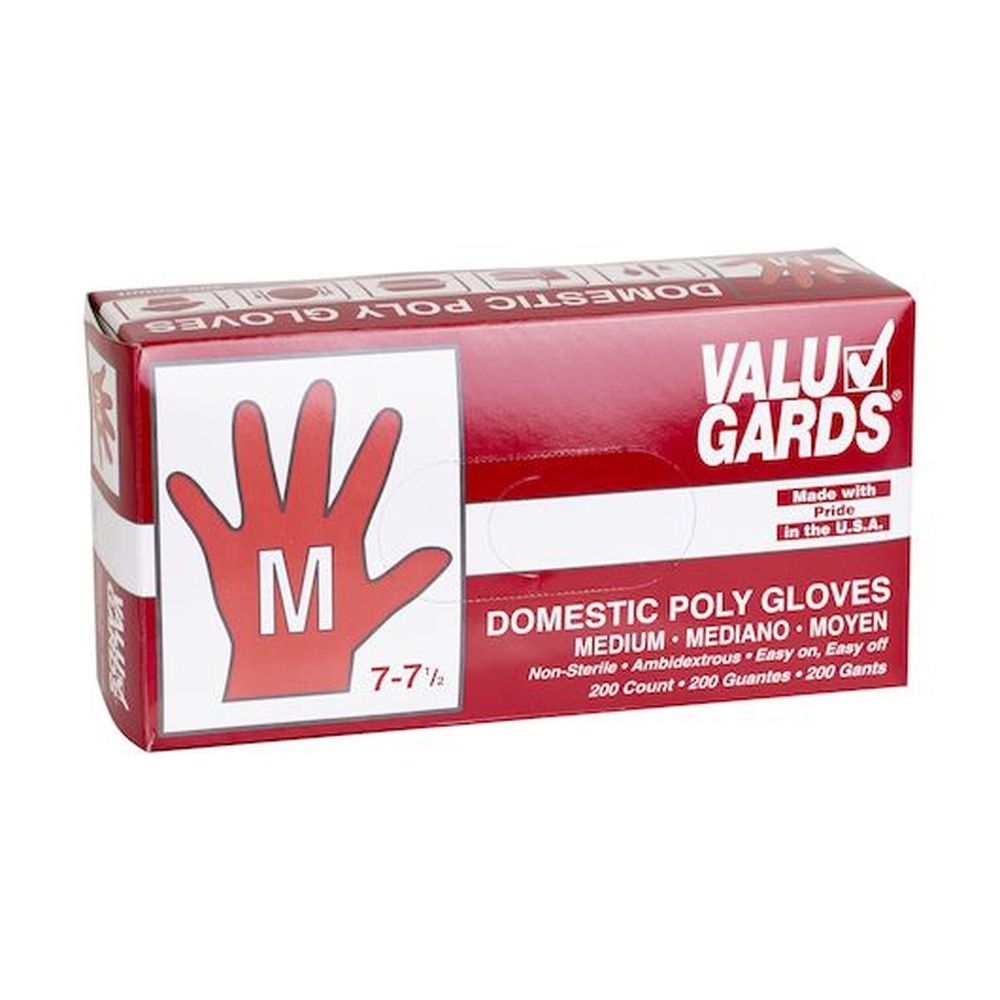 Valugards Embossed Clear Medium Poly Gloves, 200 count - 8 per case