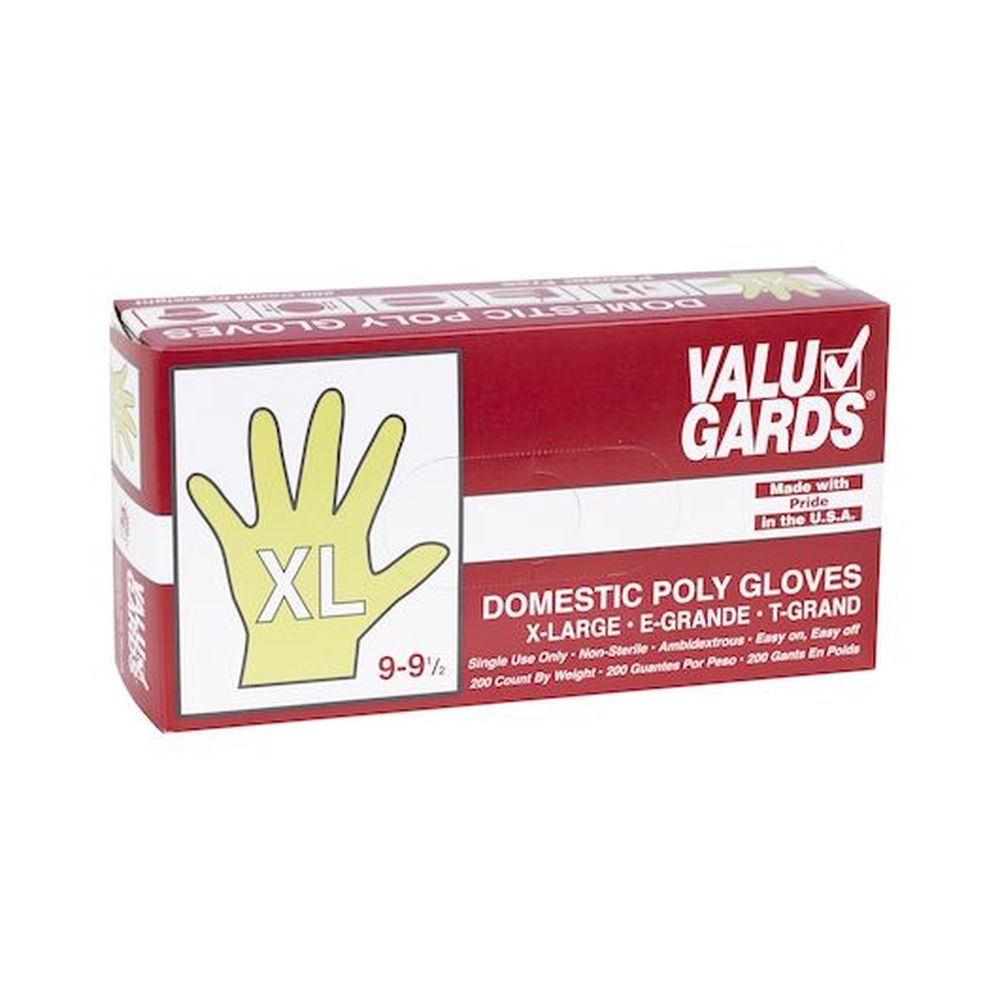 Valugards Clear Disposable Extra Large Poly Gloves, 200 count - 8 per case