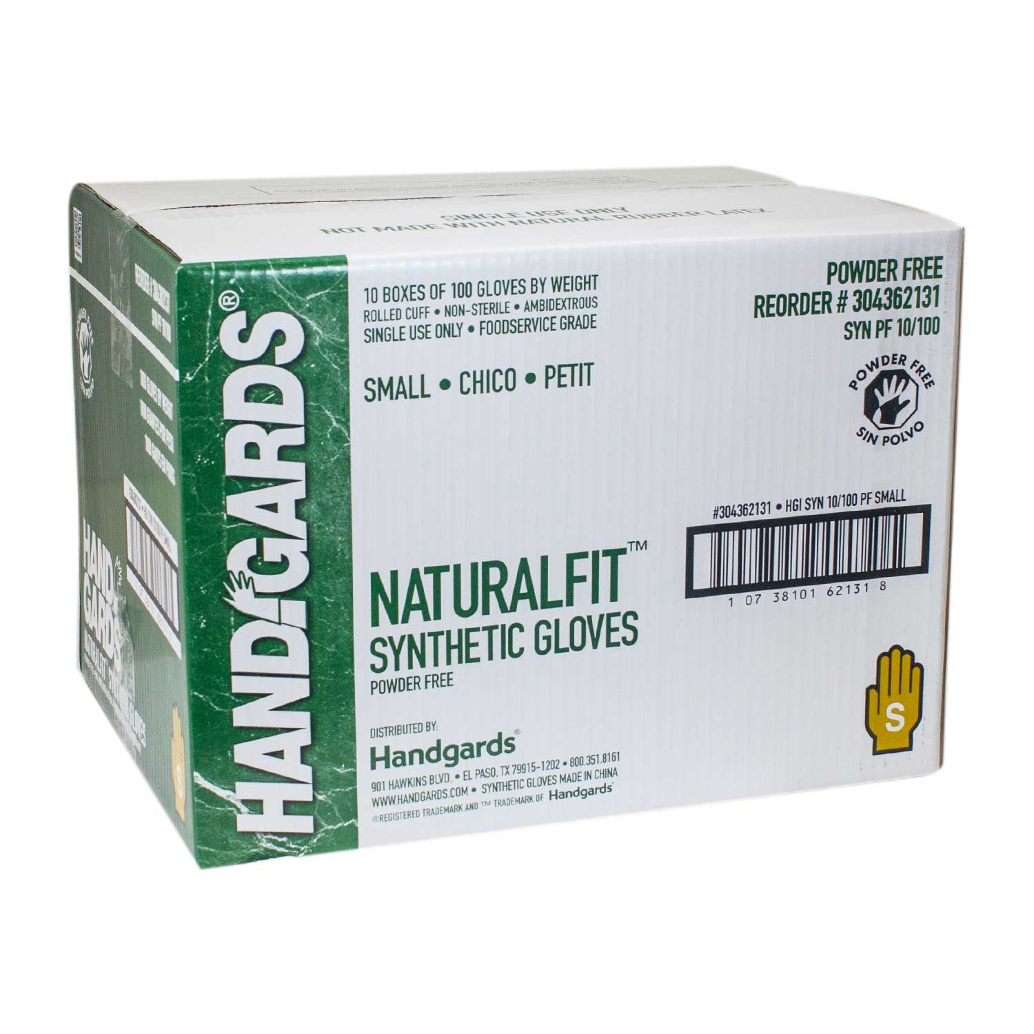 Handgards Small White Synthetic Disposable Glove -- 10 per case.