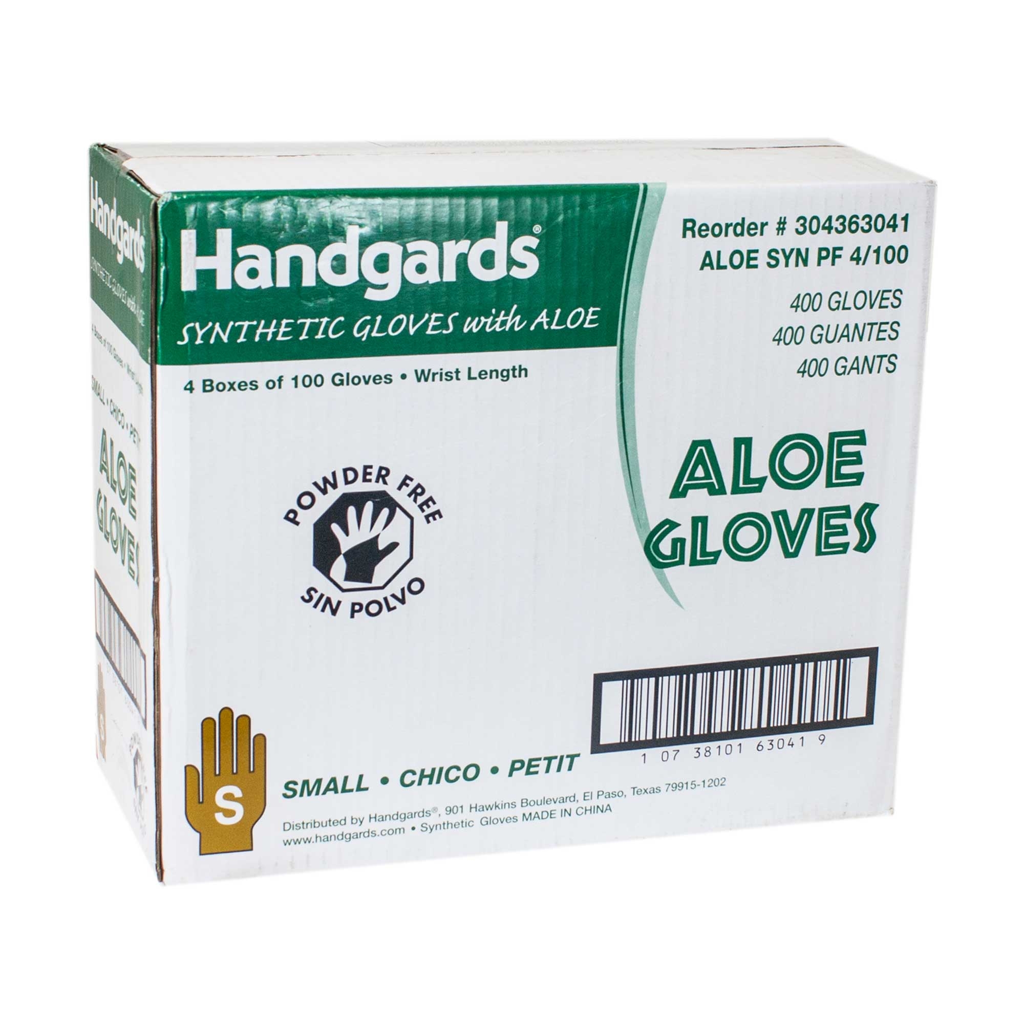 Handgards Small Green Synthetic Disposable Glove with Aloe -- 4 per case.