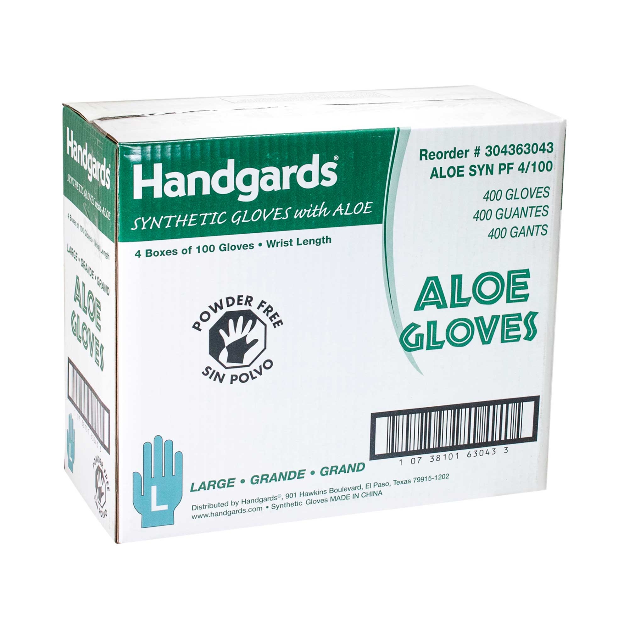 Handgards Large Green Synthetic Disposable Glove with Aloe -- 4 per case.