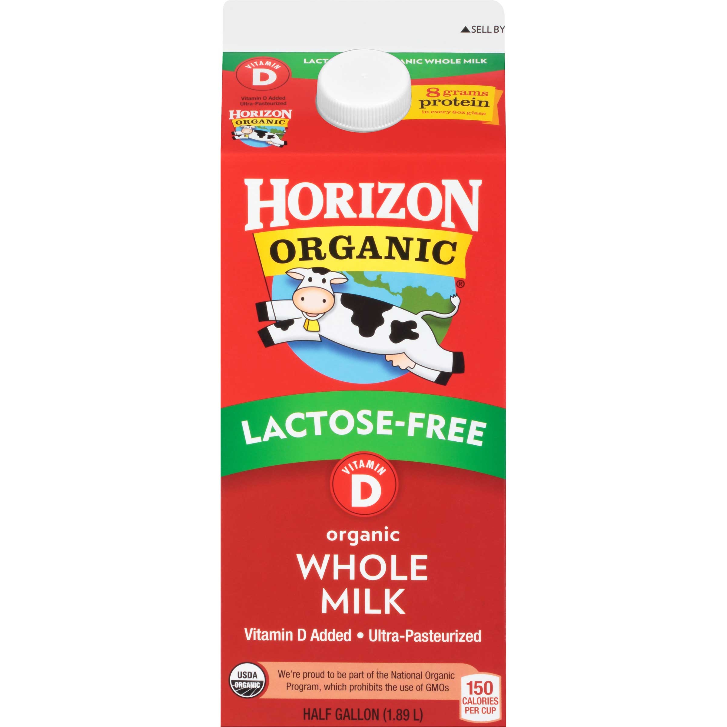 Horizon Organic Lactose Free Vitamin D Organic Whole Milk, 0.5 gallon -- 6 per case