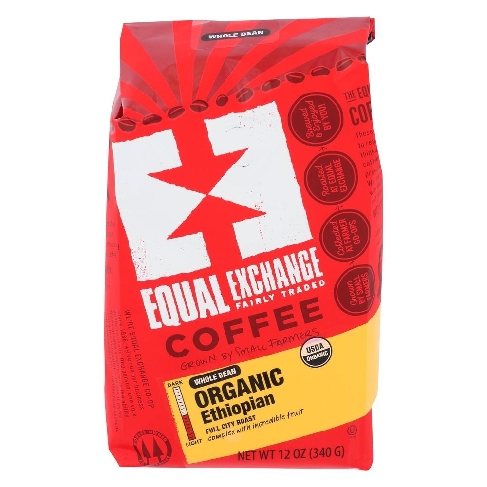 Equal Exchange Organic Ethiopian Whole Bean Coffee, 12 Ounce -- 6 per case