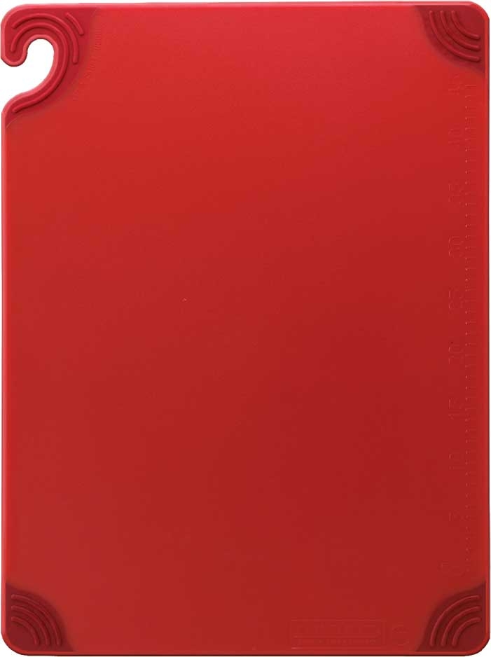 San Jamar Saf-T-Grip Red Cutting Board, 12 x 18 x 1/2 inch -- 6 per case.