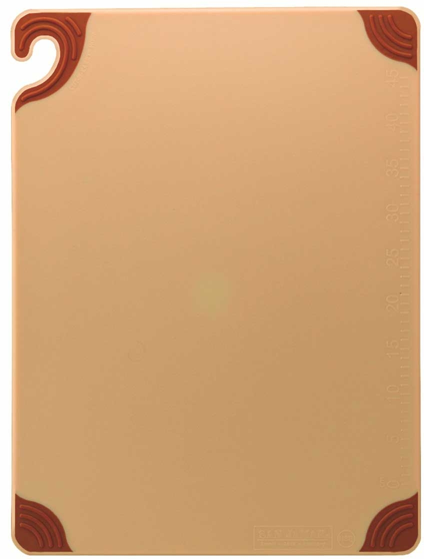 San Jamar Saf-T-Grip Brown Cutting Board, 18 x 24 x 1/2 inch -- 6 per case.