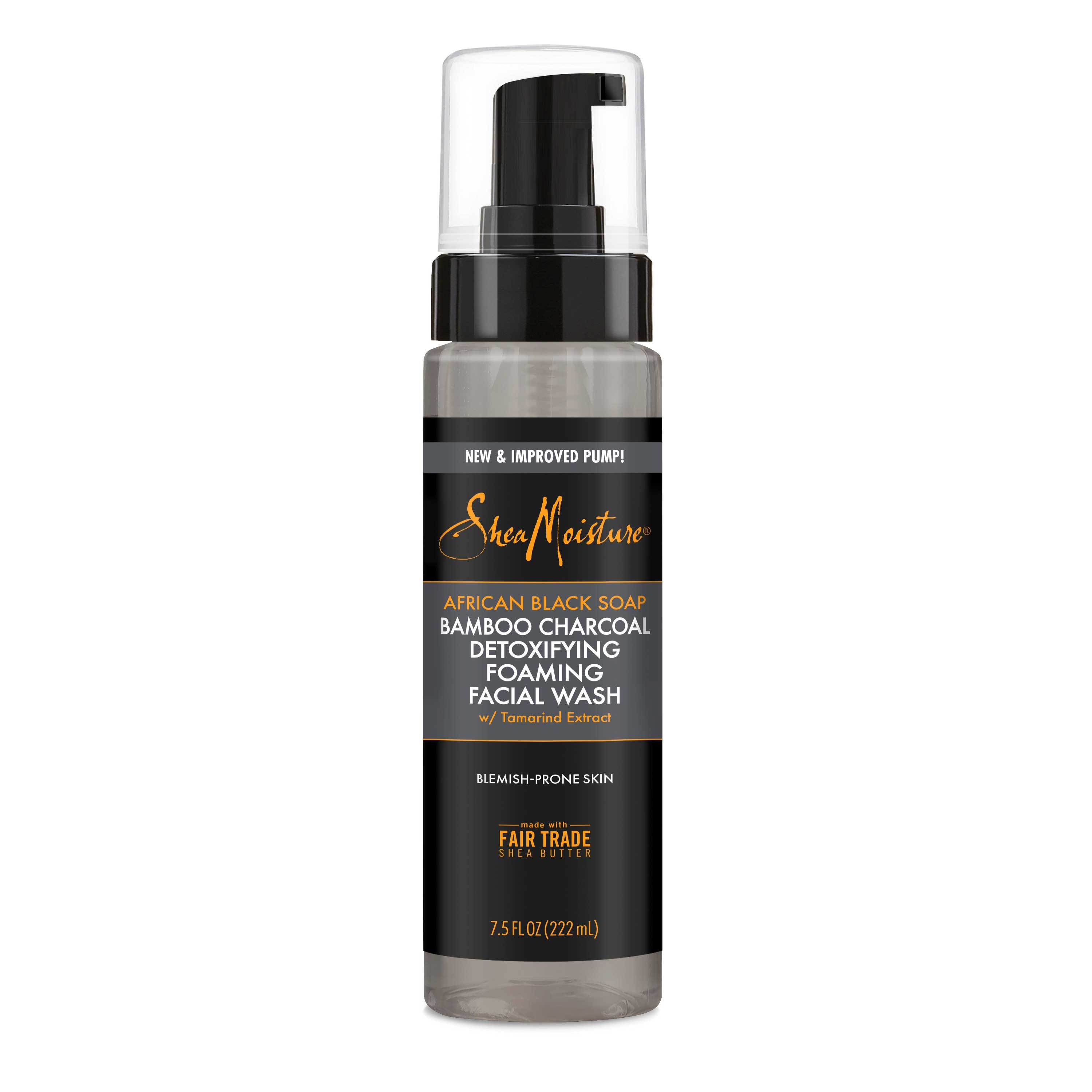 Shea Moisture African Black Soap Bamboo Charcoal Foaming Face Wash, 7.5 Fluid Ounce -- 24 per case