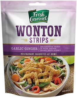Fresh Gourmet Garlic Ginger Wonton Strips, 3.5 Ounce -- 9 per case