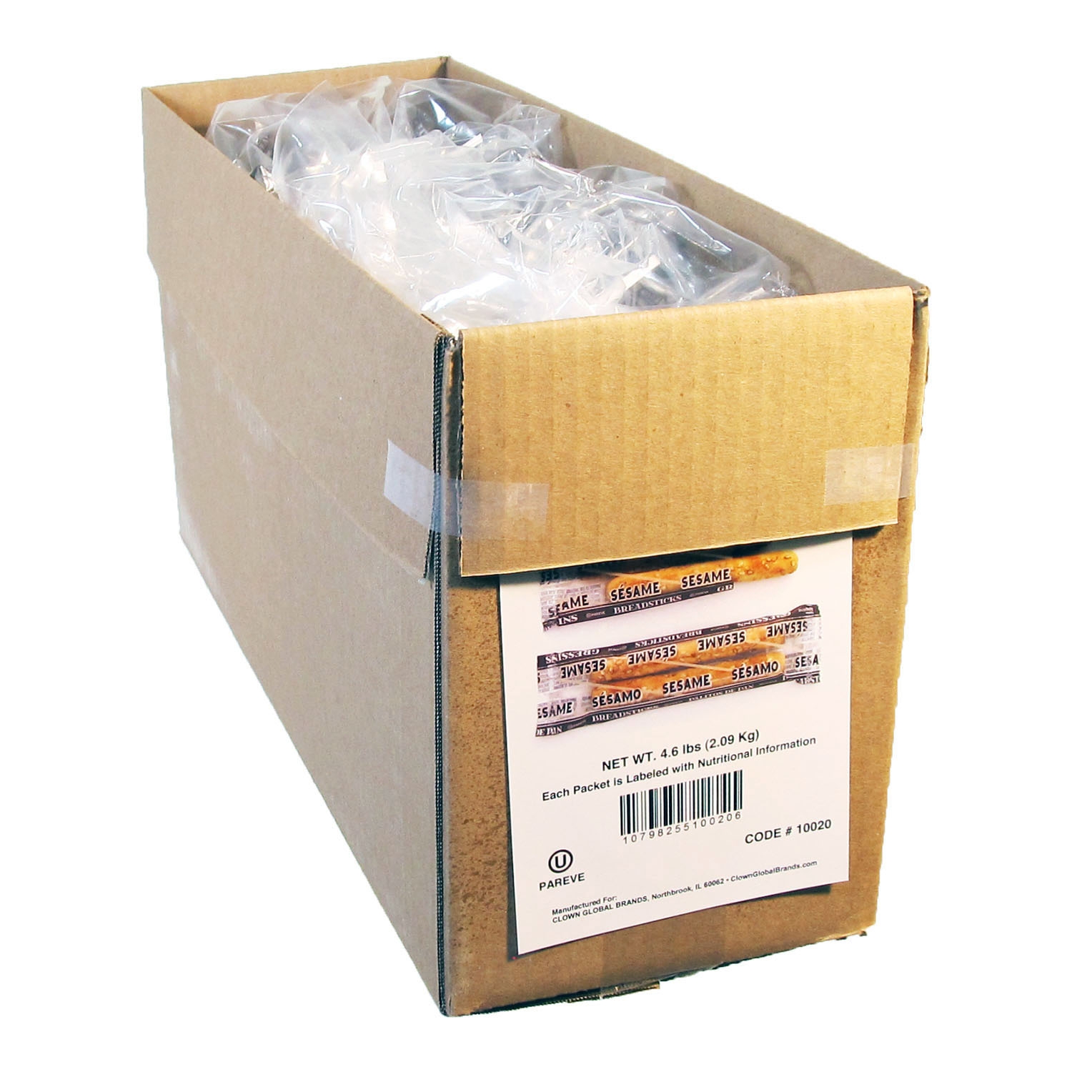 Clown Global Brands Individually Wrapped Sesame Breadsticks, 2 Count -- 300 Per Case