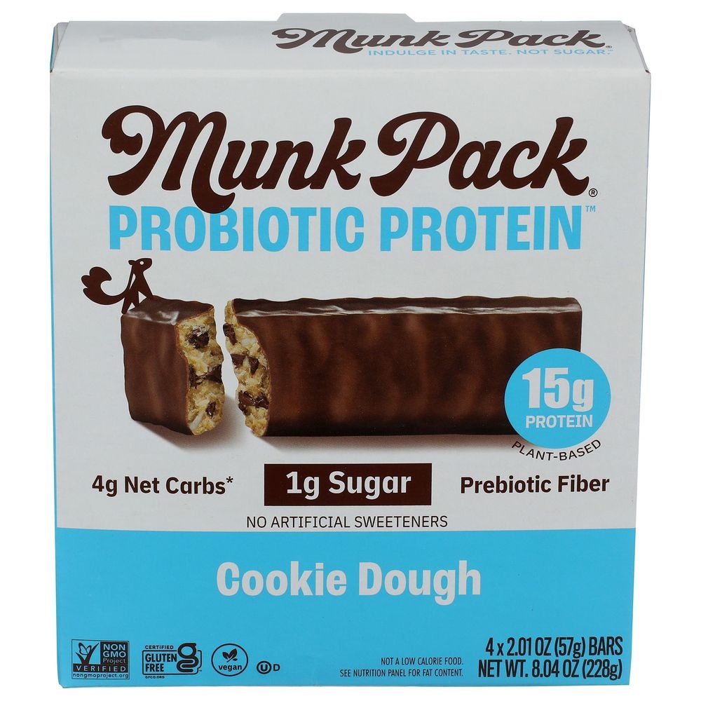 Munk Pack Cookie Dough Probiotic Protein Bar, 8.04 Ounce -- 6 per case