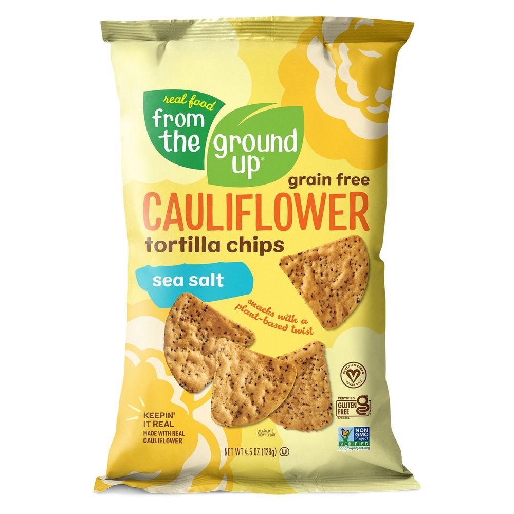From The Ground Up Sea Salt Cauliflower Tortilla Chips, 4.5 Ounce -- 12 per case