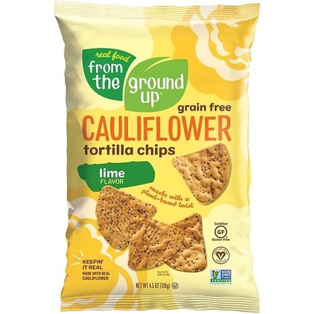 From The Ground Up Lime Cauliflower Tortilla Chips, 4.5 Ounce -- 12 per case