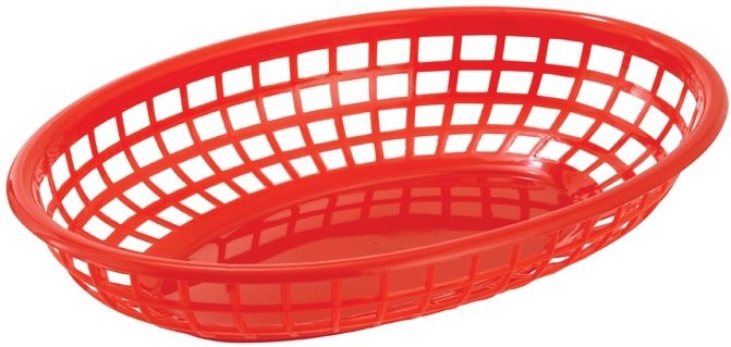 Winco Red Oval Fast Food Basket, 9 1/2 x 5 x 2 inch -- 36 per case
