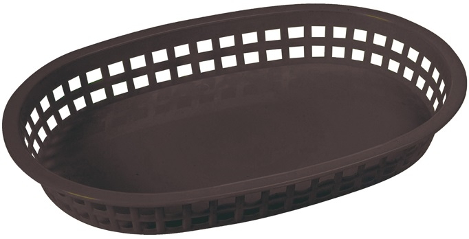 Winco Black Oval Platter Basket, 10 3/4 x 7 1/4 x 1 1/2 inch -- 12 per case