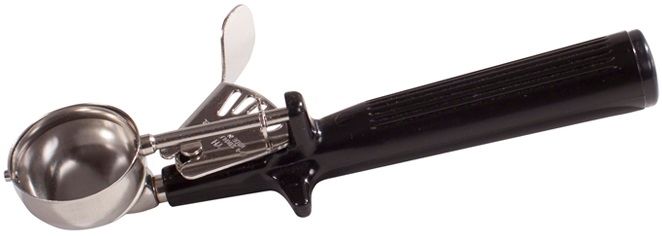 Winco Deluxe Stainless Steel One-Piece Black Handle Size 30 Ice Cream Disher, 1 Ounce -- 36 per case