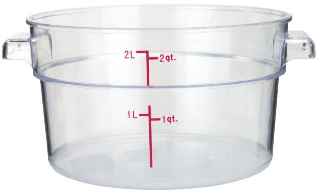 Winco Polycarbonate Clear Round Storage Container, 2 Quart -- 24 per case