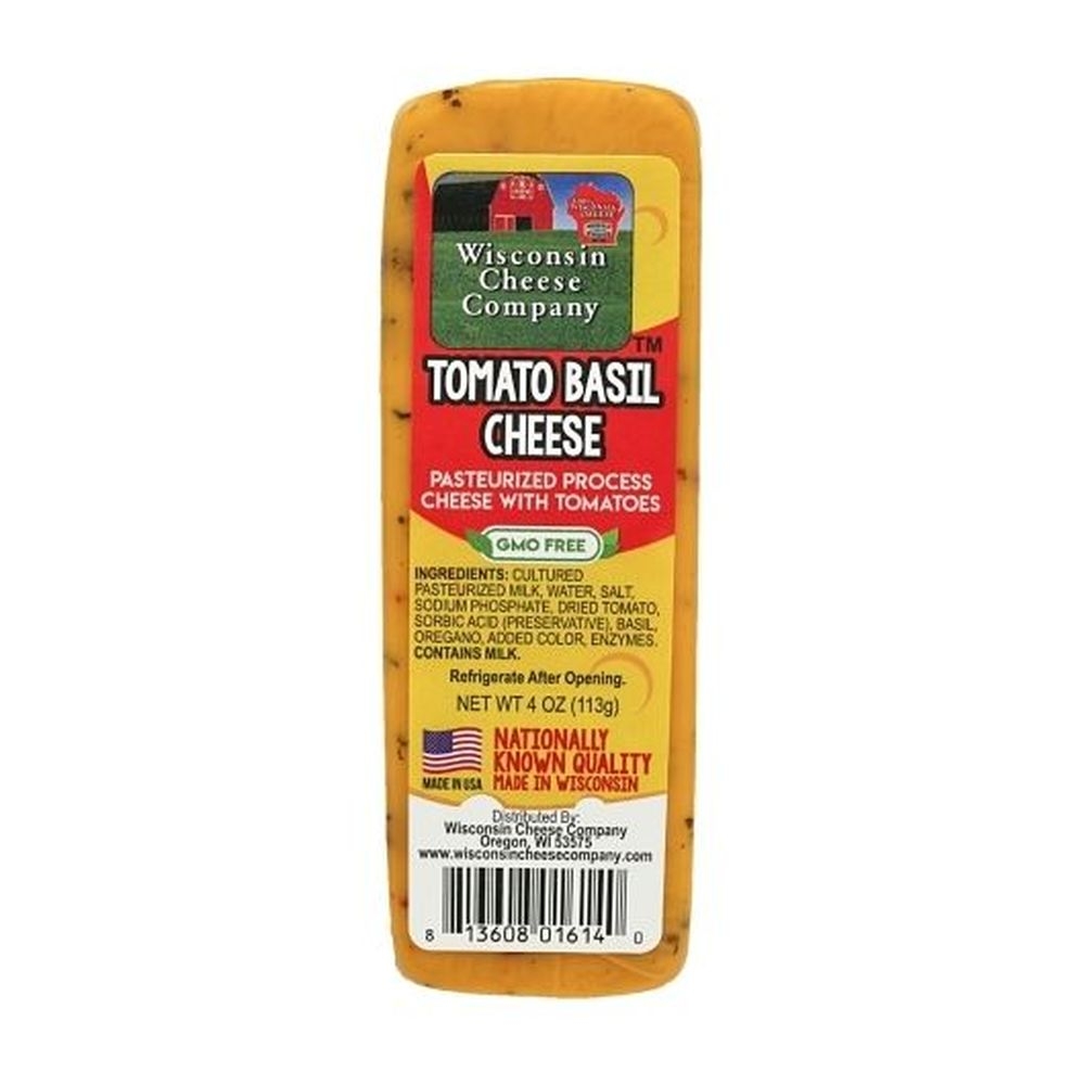 Wisconsin Cheese Company Shelf Stable Tomato Basil Cheese Bar, 4 Ounce -- 36 per case