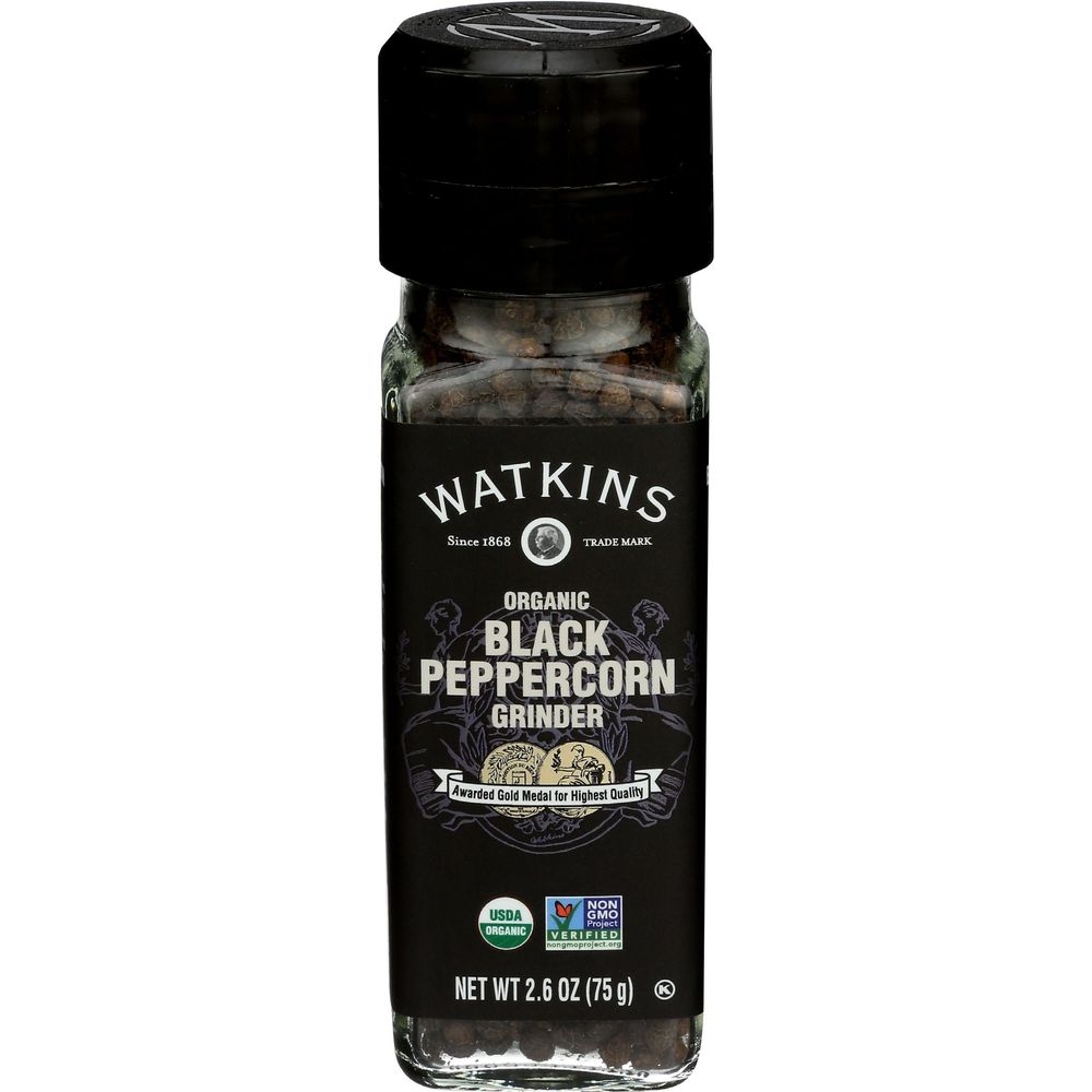 Watkins Organic Black Peppercorn Spice Grinder, 2.6 Ounce -- 3 per case