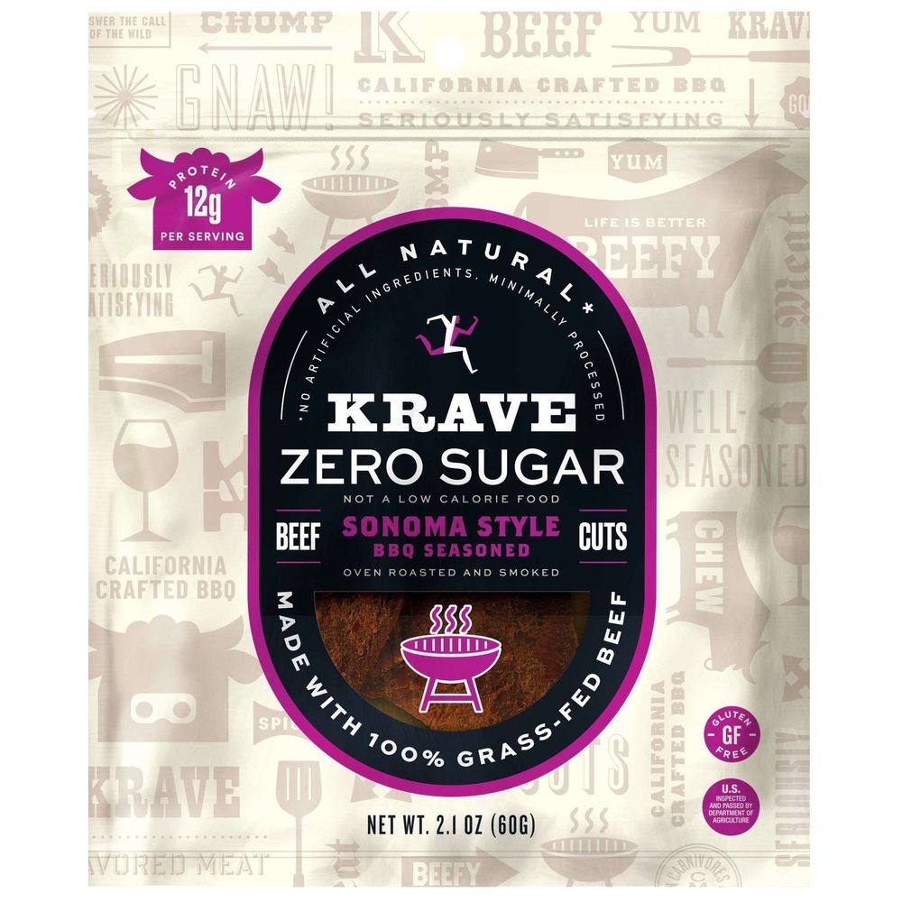 Krave Zero Sugar Sonoma Style BBQ Seasoned Beef Cuts, 2.1 Ounce -- 8 per case