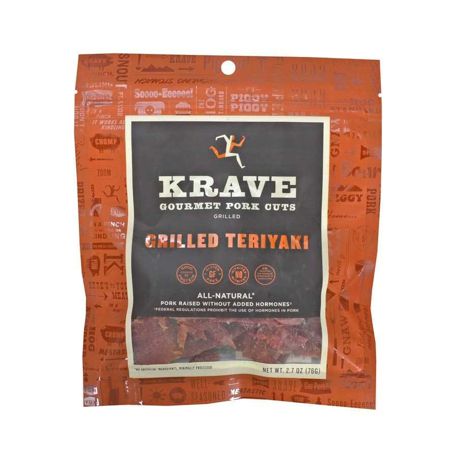 Krave Grilled Teriyaki Gourmet Pork Cut, 2.7 ounce -- 8 per case.