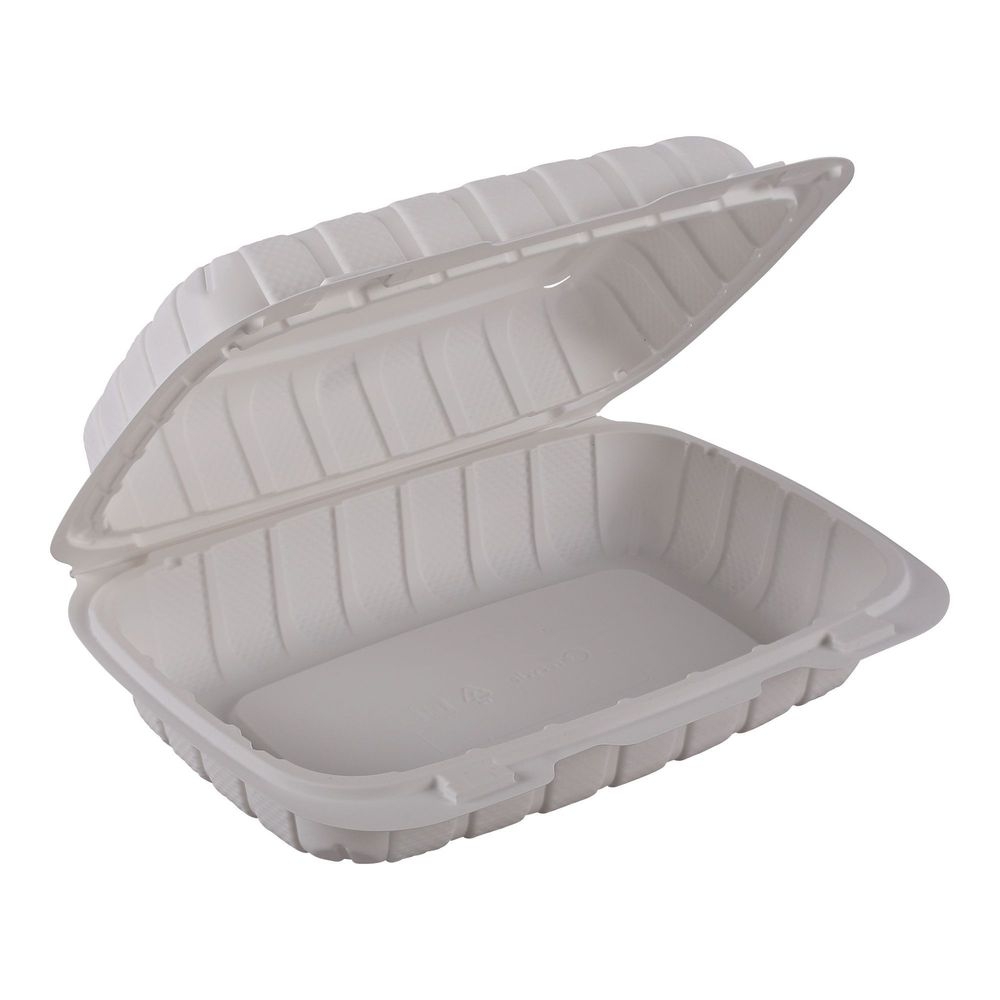 Empress Earth Natural Mineral Filled Polypropylene Hinged Hoagie Container 9 x 6 x 3 inch -- 150 per case.