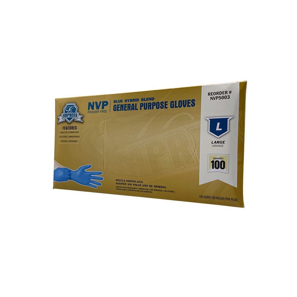 Empress Blue Large Hybrid Gloves -- 1000 per case.