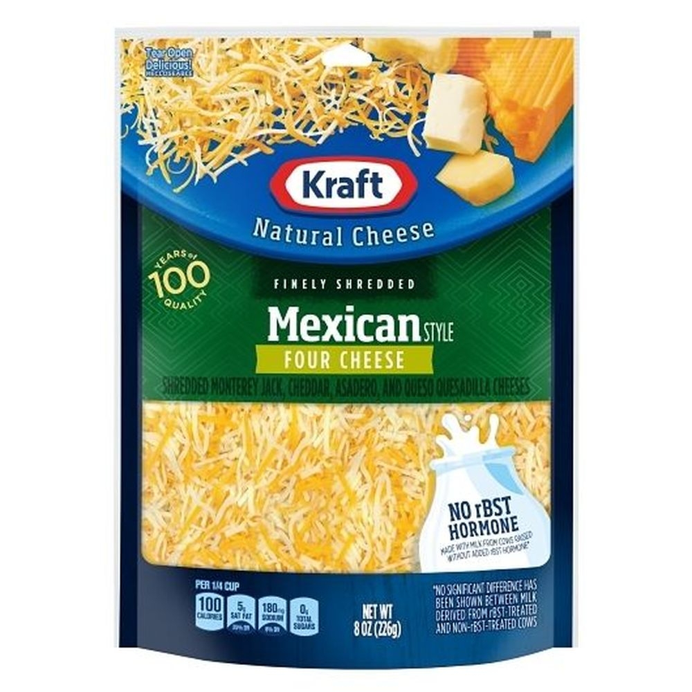 Kraft Mexican Style Finely Shredded Four Cheese, 8 Ounce -- 12 per case