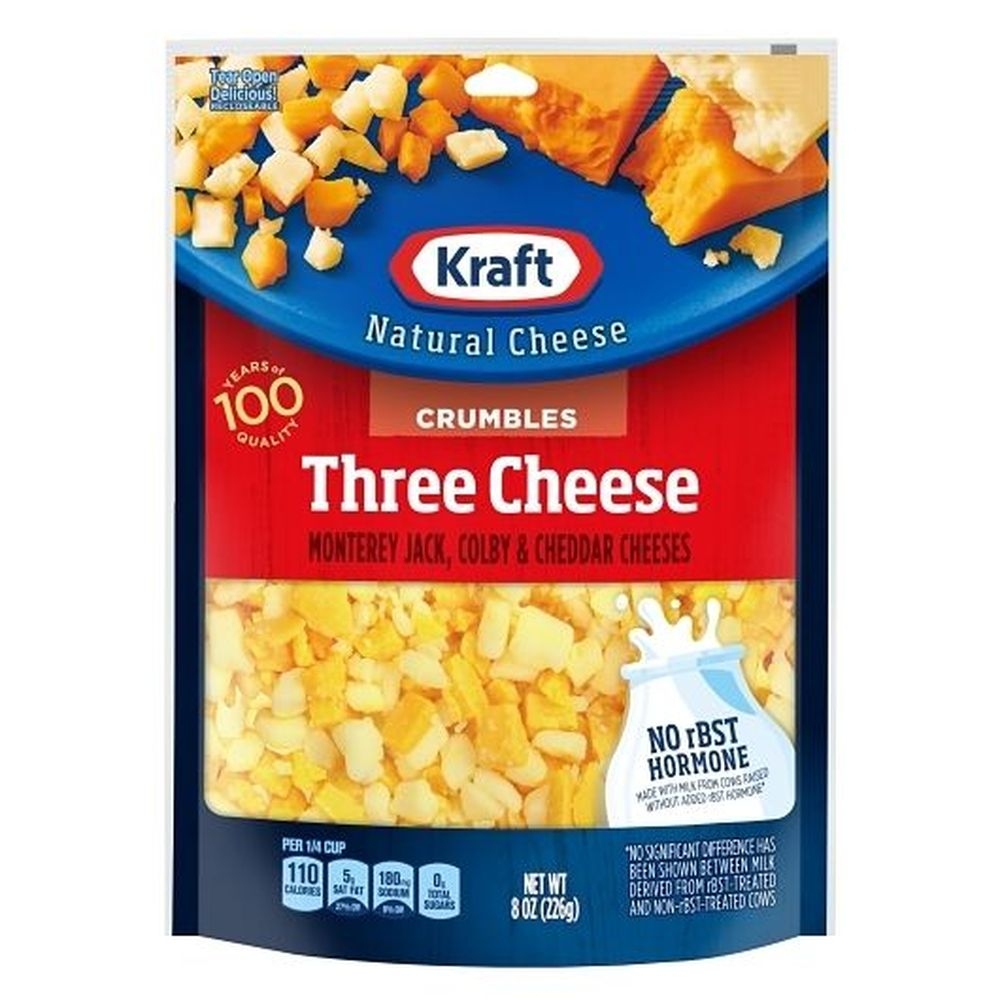 Kraft Three Cheese Crumbles, 8 Ounce -- 12 per case