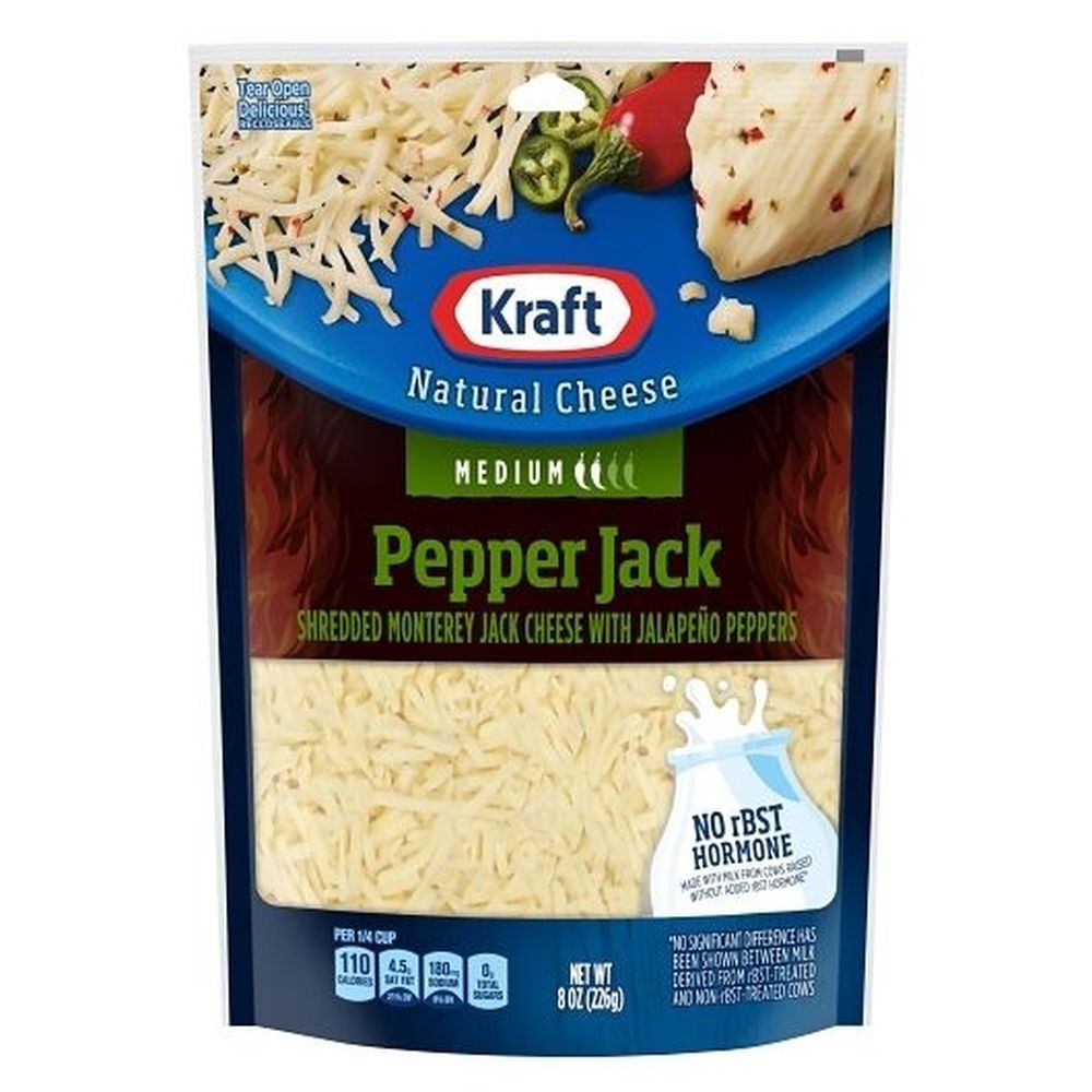 Kraft Shredded Pepper Jack Cheese, 8 Ounce -- 12 per case