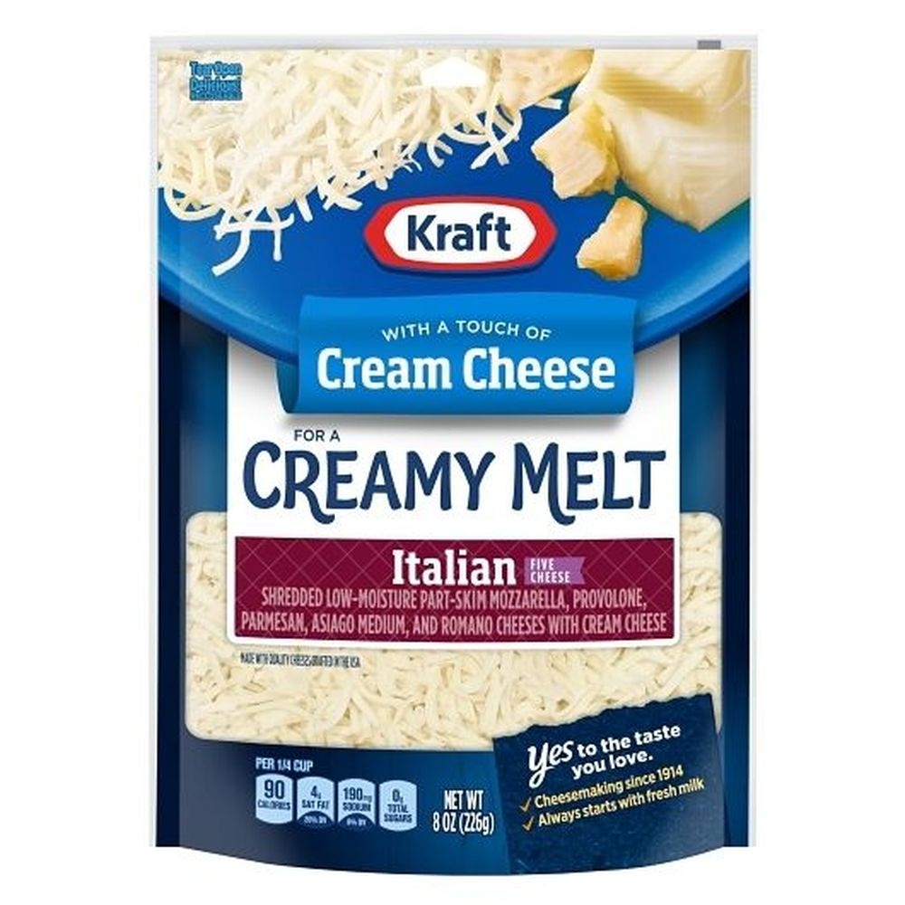 Kraft Shredded Italian Five Cheese with a Touch of Cream Cheese, 8 Ounce -- 12 per case