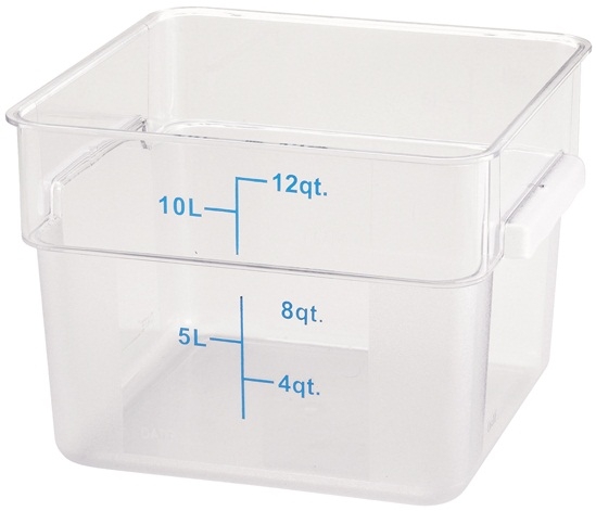 Winco Polycarbonate Clear Square Storage Container, 12 Quart -- 12 per case