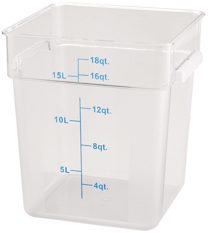 Winco Polycarbonate Clear Square Storage Container, 18 Quart -- 12 per case