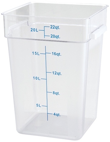Winco Polycarbonate Clear Square Storage Container, 22 Quart -- 6 per case