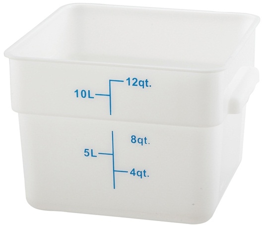 Winco Polypropylene White Square Storage Container, 12 Quart -- 12 per case