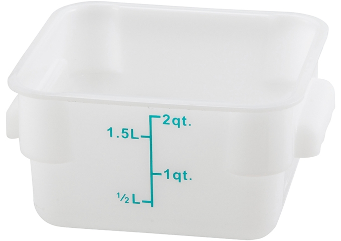 Winco Polypropylene White Square Storage Container, 2 Quart -- 60 per case