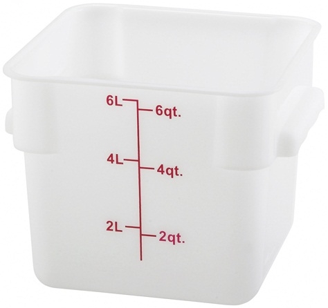Winco Polypropylene White Square Storage Container, 6 Quart -- 24 per case
