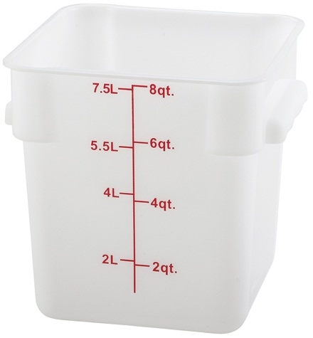 Winco Polypropylene White Square Storage Container, 8 Quart -- 24 per case