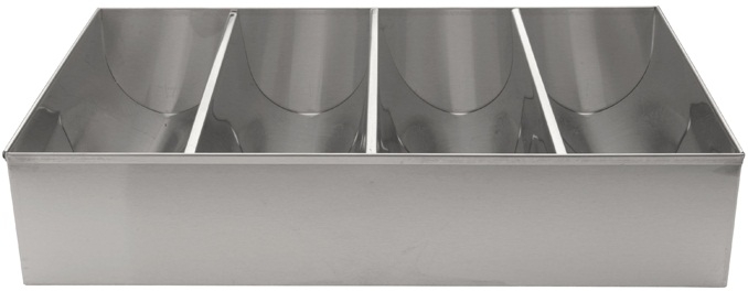 Winco Stainless Steel Four Compartments Cutlery Bin -- 8 per case