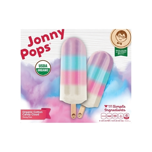 Jonnypops Organic Cotton Candy Cloud Pops, 8 count -- 6 per case