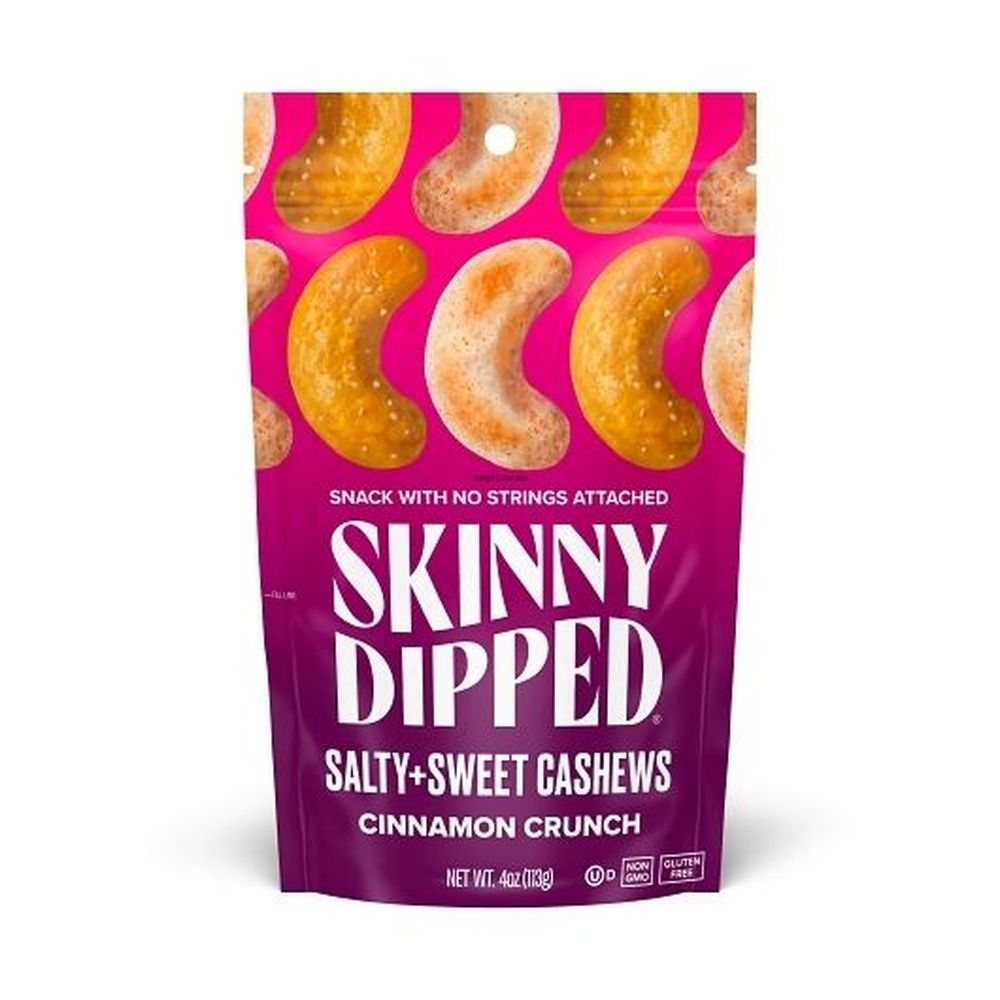 Skinny Dipped Cinnamon Crunch Salty and Sweet Cashews, 4 Ounce - 10 per case