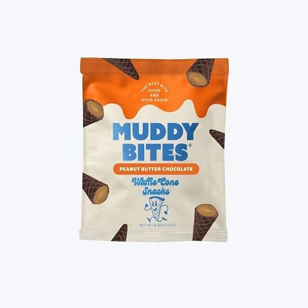 Muddy Bites Peanut Butter Chocolate Waffle Cone Snack, 0.10 Ounce -- 24 per case