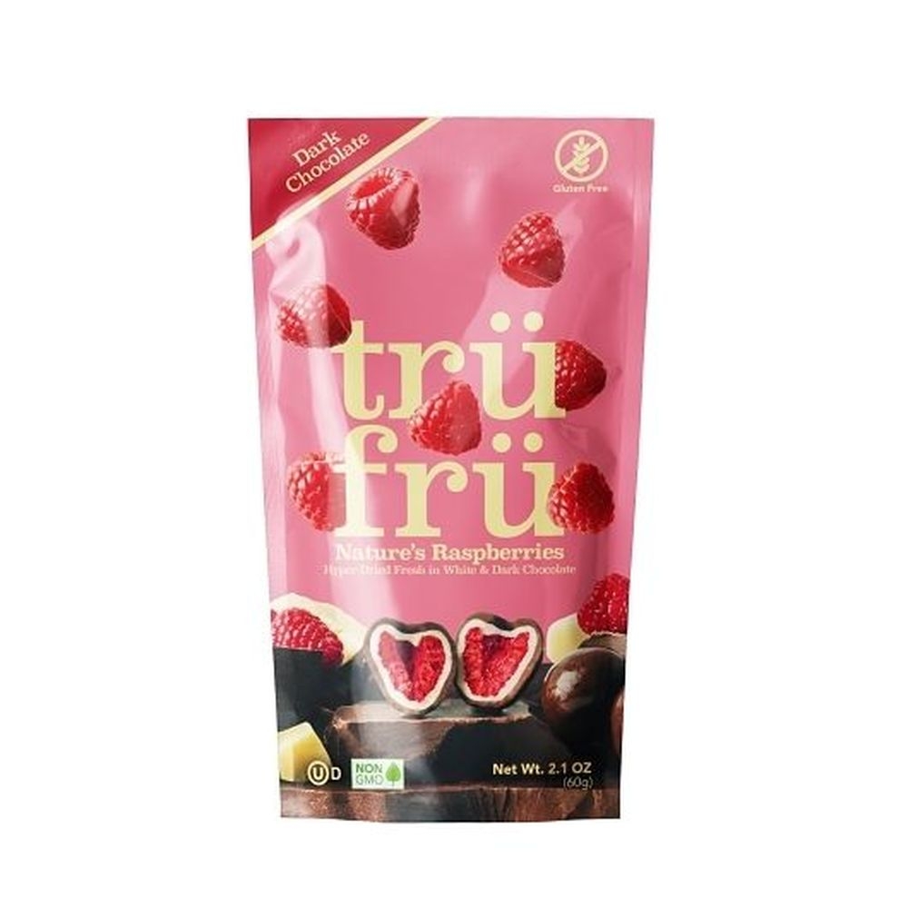 Tru Fru Hyper Dried White and Dark Chocolate Covered Raspberries, 2.1 Ounce -- 12 per case