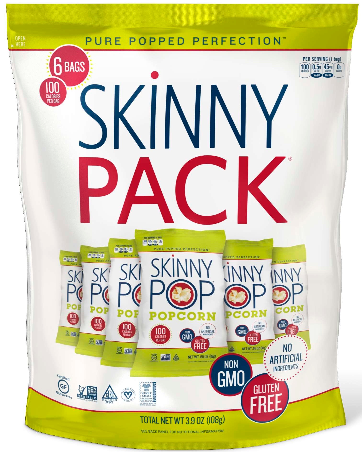 SkinnyPop Pure Popped Popcorn, 3.9 Ounce -- 10 per case