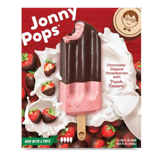 Jonny Pops Chocolate Dipped Strawberries with Cream Pops - 4 per pack -- 6 packs per case