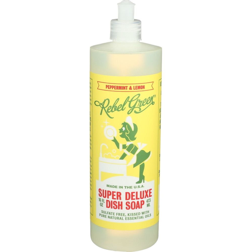 Rebel Green Peppermint Lemon Super Deluxe Dish Soap, 16 Ounce -- 4 per case