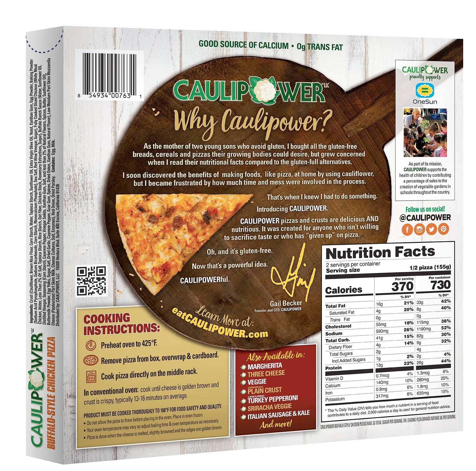 Caulipower Buffalo Style Chicken Cauliflower Crust Pizza, 10.9 Ounce -- 8 per case