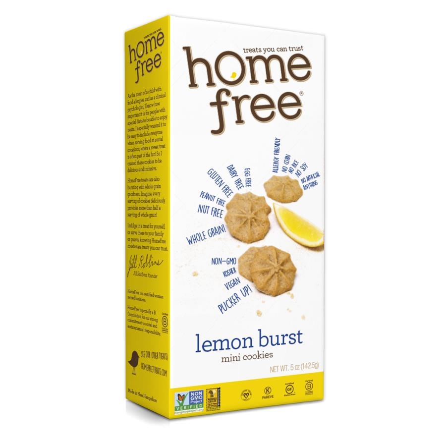 Homefree Gluten Free Lemon Burst Mini Cookies, 5 Ounce Box -- 6 per case.